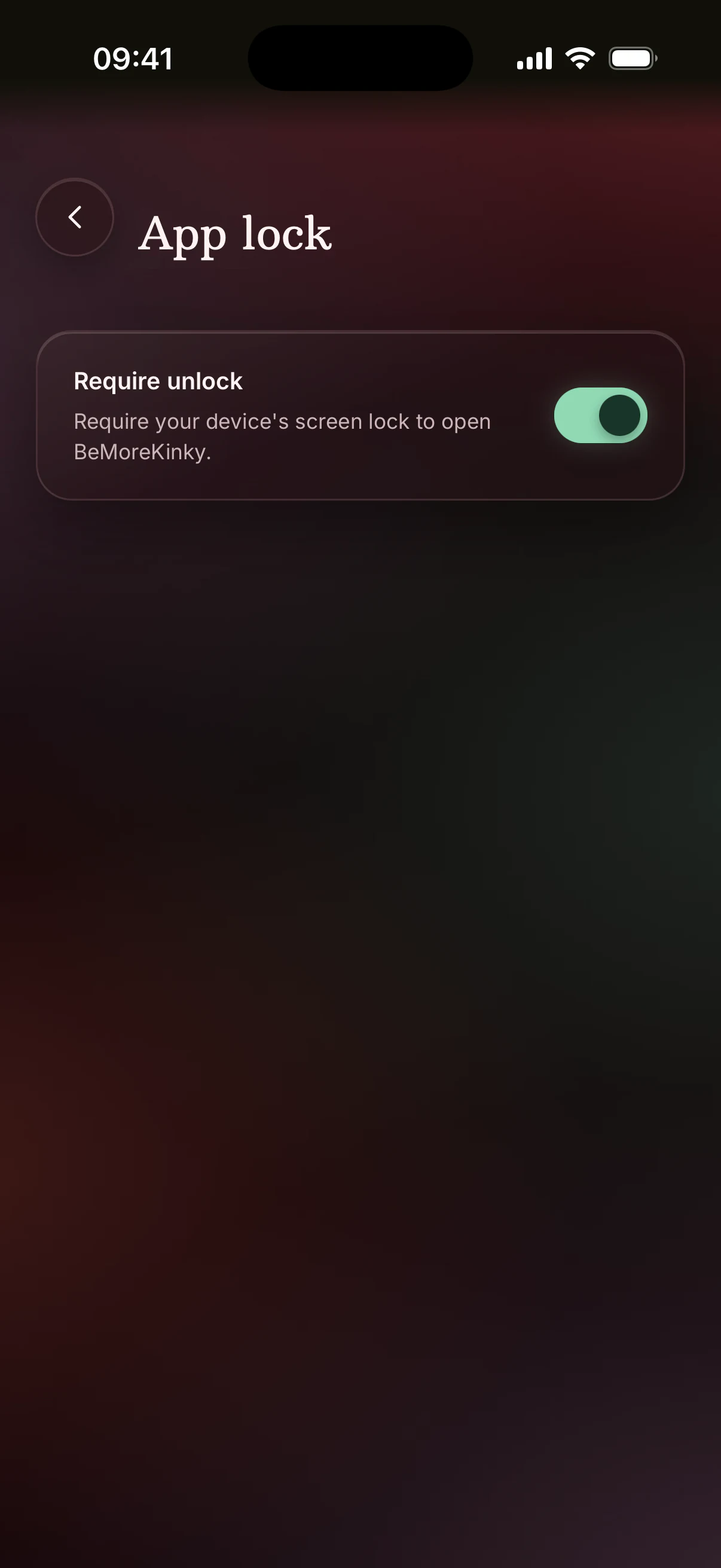 App Lock screen with Require unlock turned on