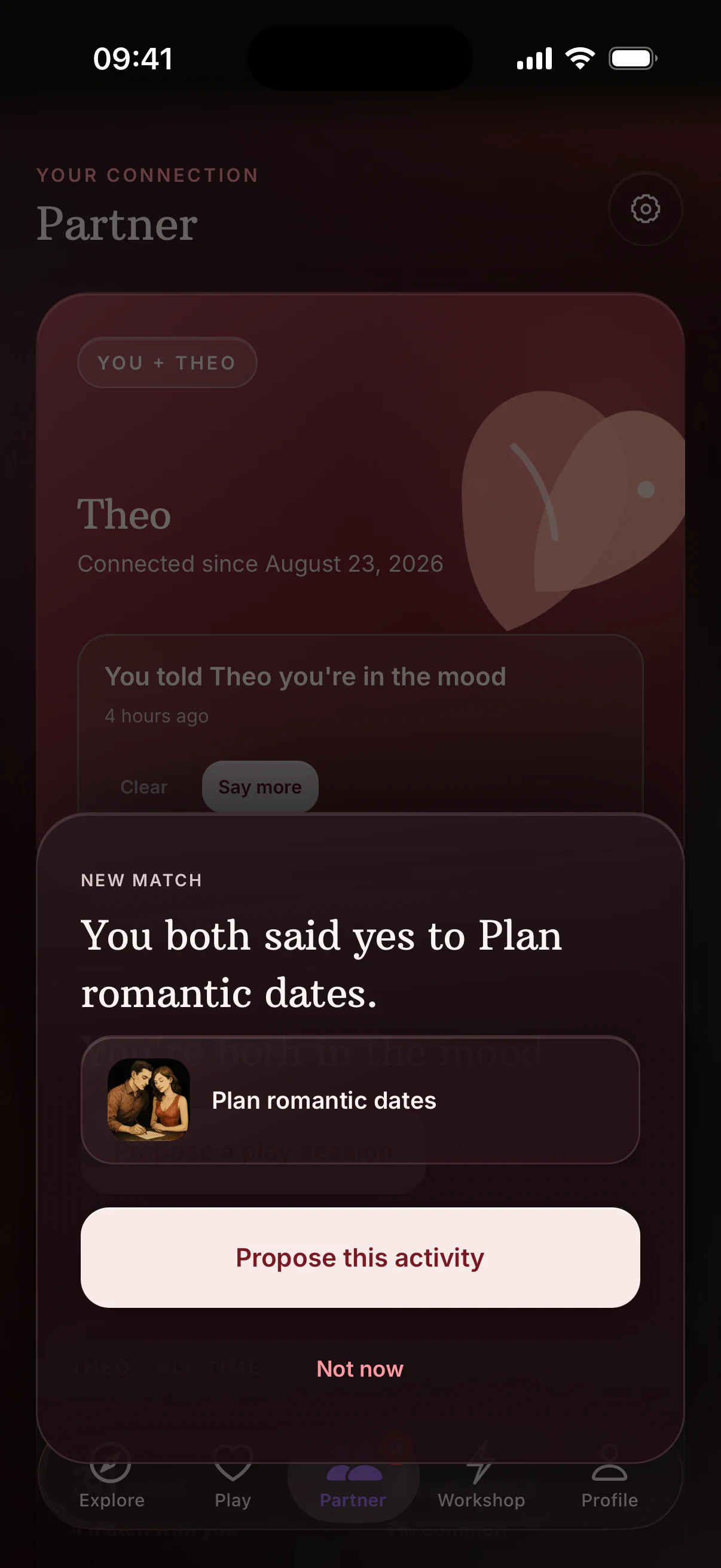 Mutual match reveal offering a direct path to make a plan