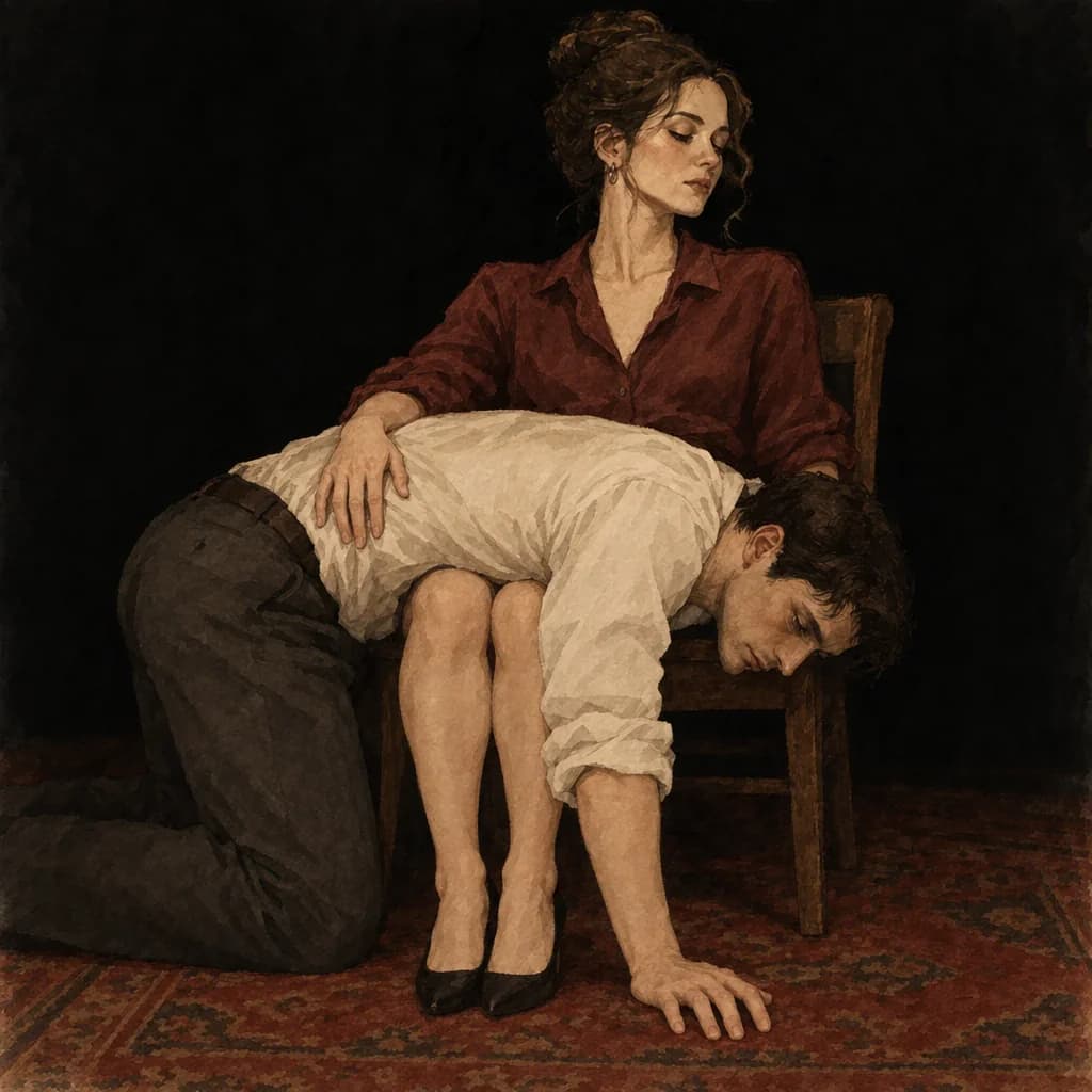 Over-the-knee spanking scene representing the impact play behind kink scale practice scores