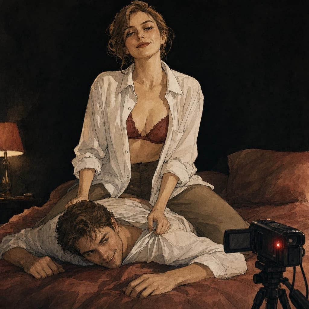 Couple exploring non-monogamy by recording a private video together — practising intimacy before involving others