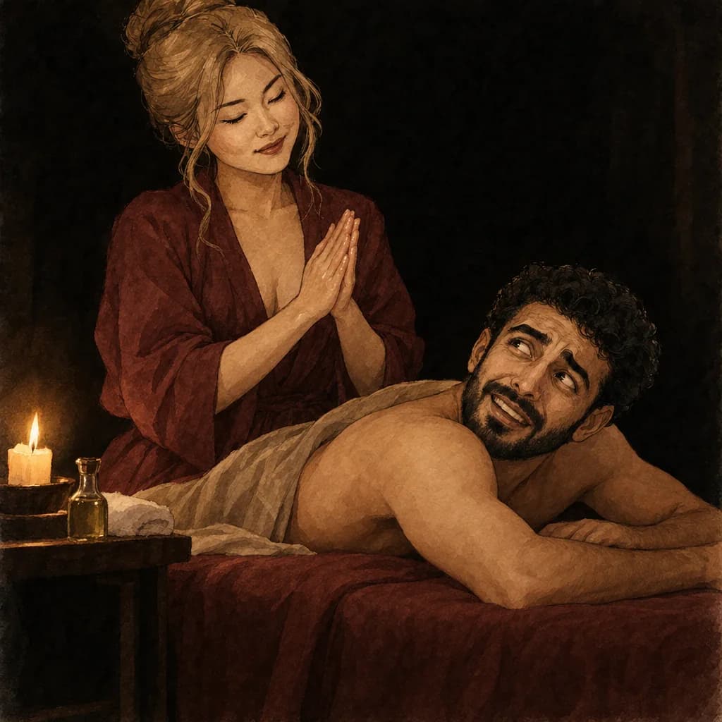 A relaxing massage between partners, the lived-in care that cupioromantic love is built from over time