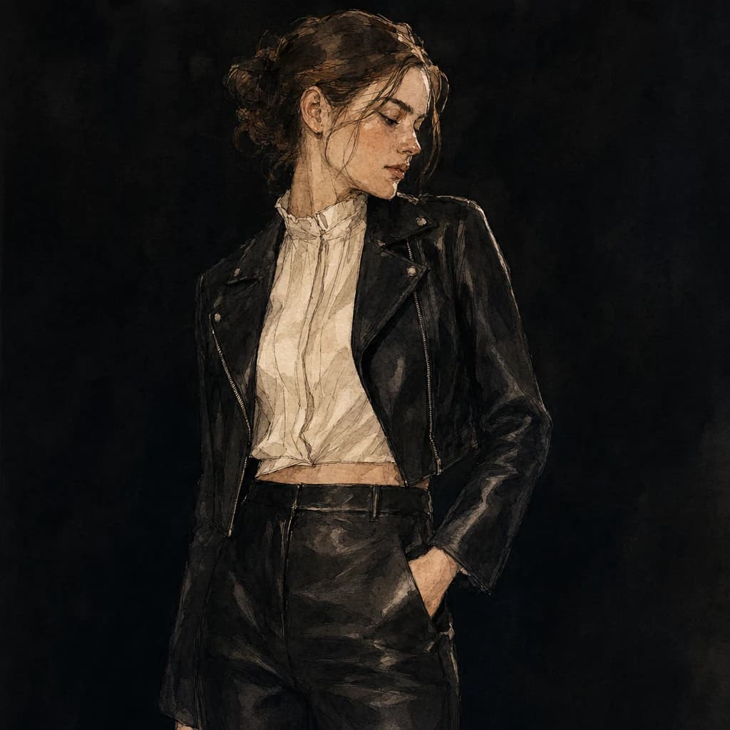 A woman dressed in sleek fetish apparel showcasing classic latex kink garments