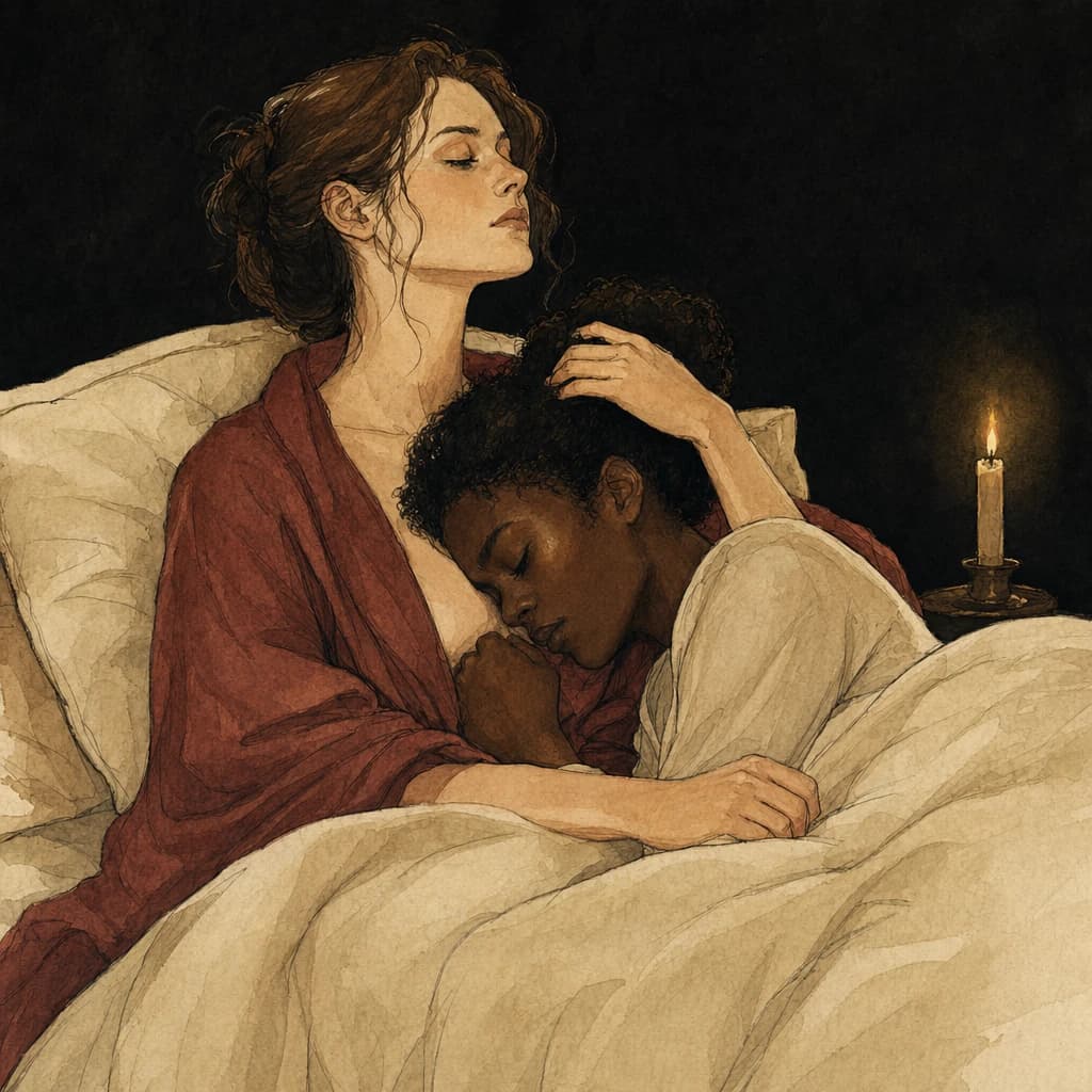 Partner settling in to receive a warm post-sex cuddle while spooning with pillow support