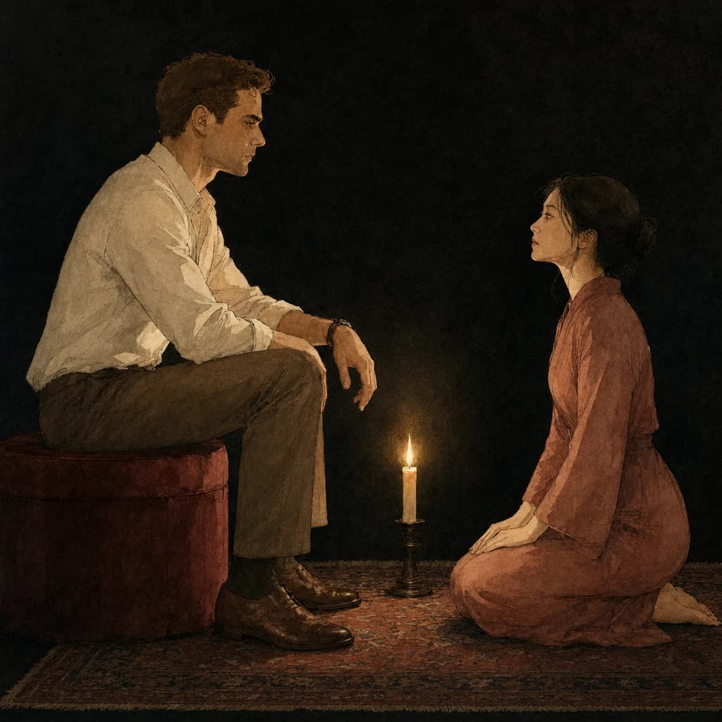 Partners holding steady eye contact to stay connected during the intense Full Nelson position