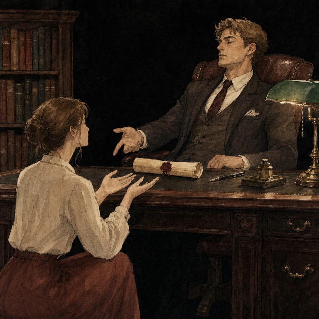 Woman sitting across a desk from her partner, talking through a sealed agreement