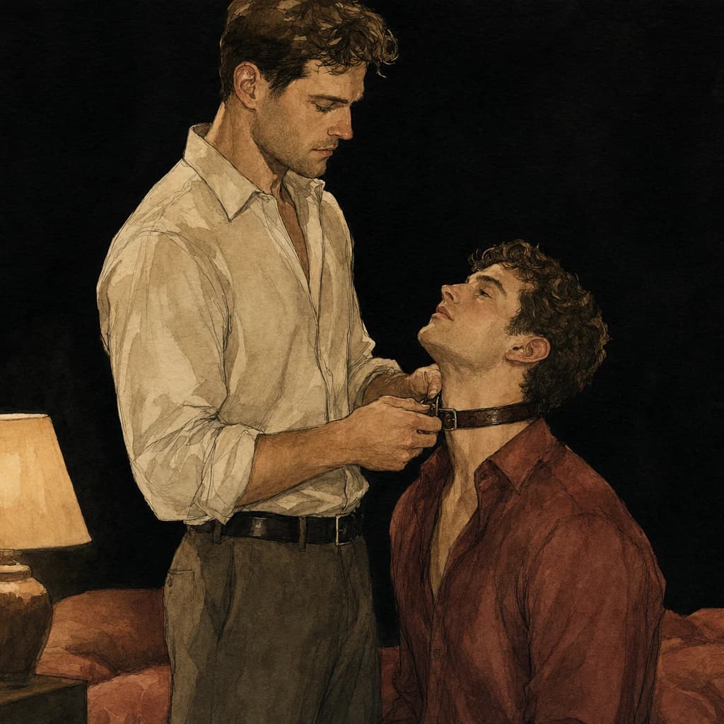 Partner fastening a decorative collar, an example of the kink paraphernalia the scale scores