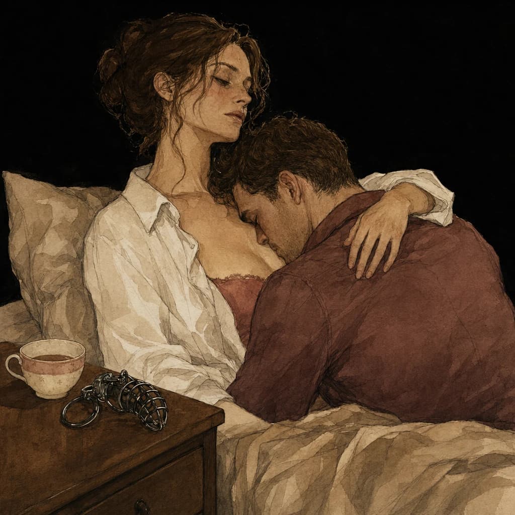 Aftercare while exploring non-monogamy — a couple cuddling and reconnecting after an intimate encounter