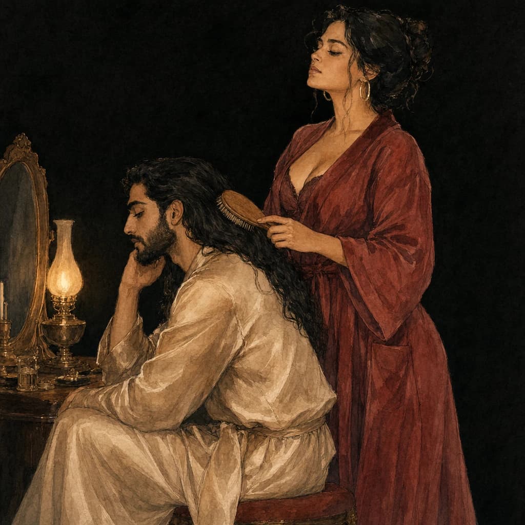 Man gently brushing his partner's hair, mapping the scalp as an overlooked non-genital pleasure zone