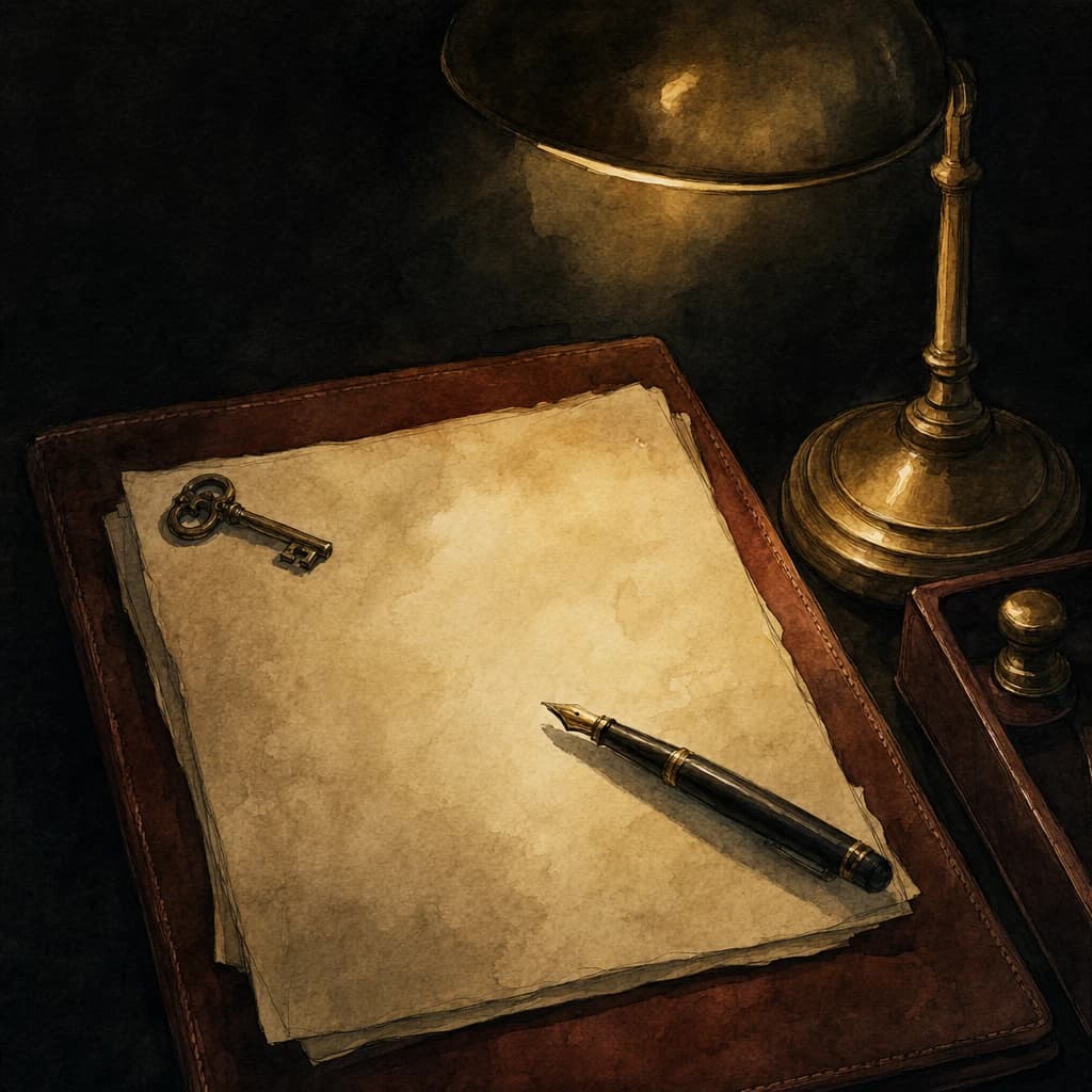 Signed chastity contract laid out with a pen, formalising the keyholder agreement