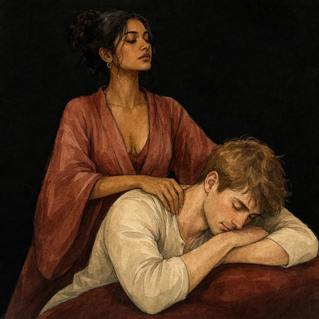 A person relaxing into a slow full-body massage that wakes the whole body before genital touch