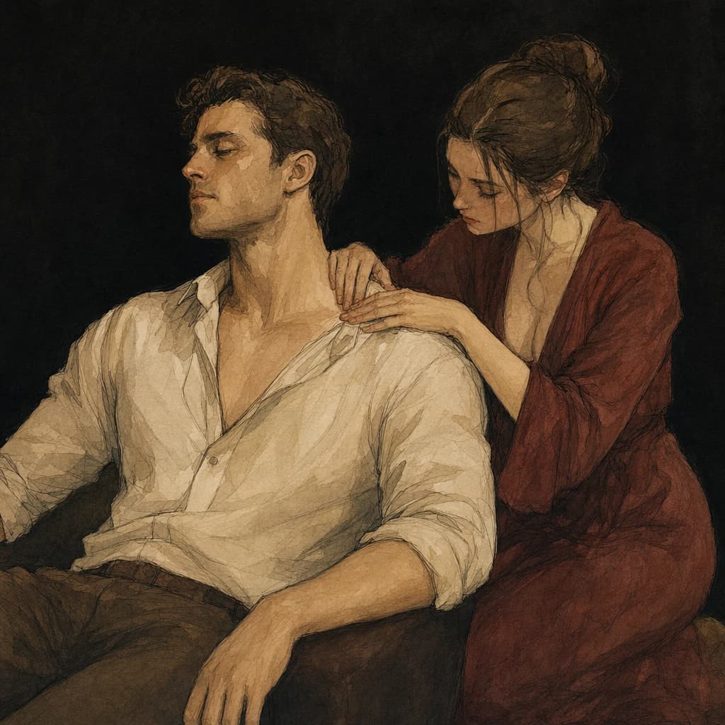 A slow, relaxing massage setting the mood as foreplay before oral sex begins