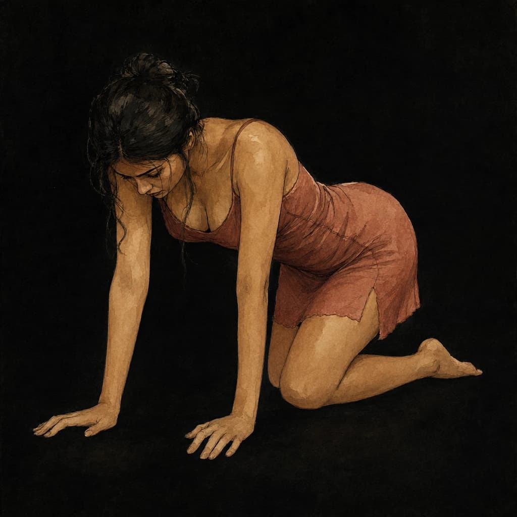 Submissive commanded to strip naked and crawl, blending exposure with sexual humiliation in a chosen scene