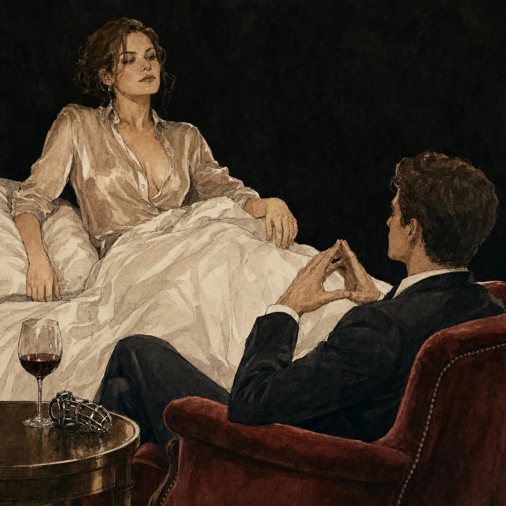 Testing non-monogamy compatibility in cuckolding — a partner watches from a chair during a negotiated encounter