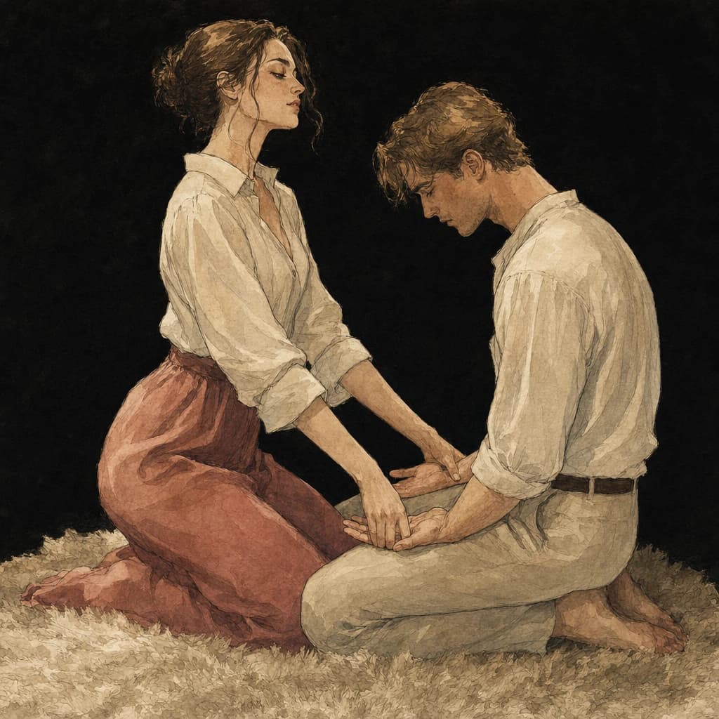 Penetrating partner guiding their partner's arms into position while easing into the Full Nelson hold