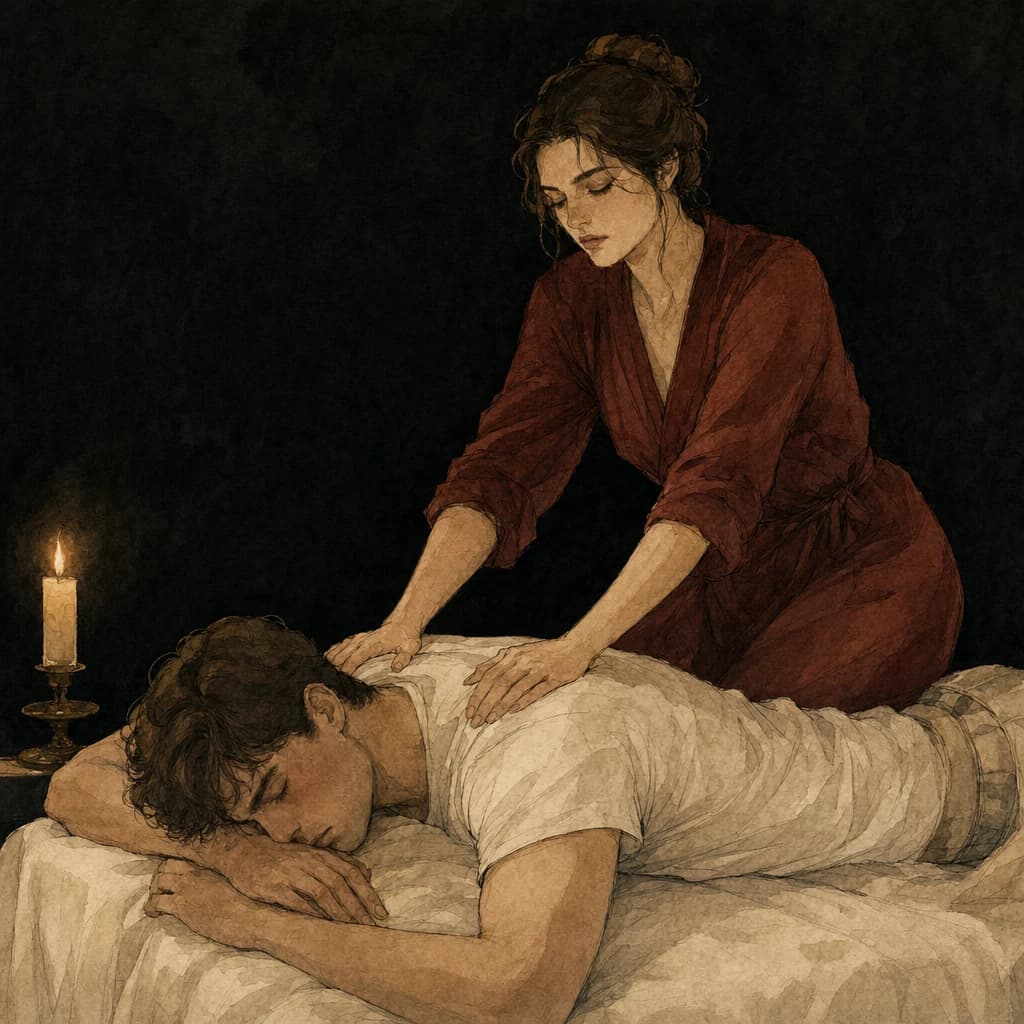 Partner easing muscle strain and stretching out after an athletic standing 69 sex position