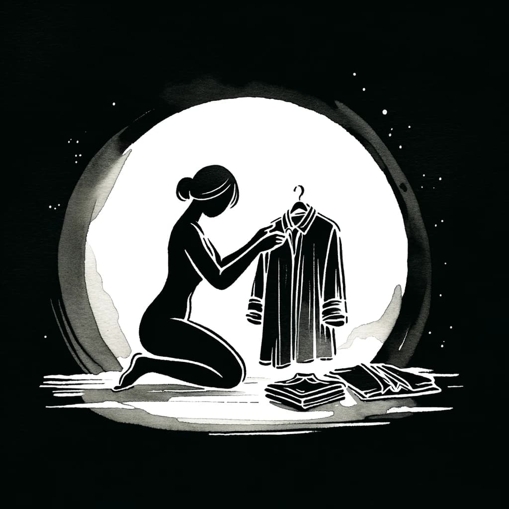 A woman choosing her clothes