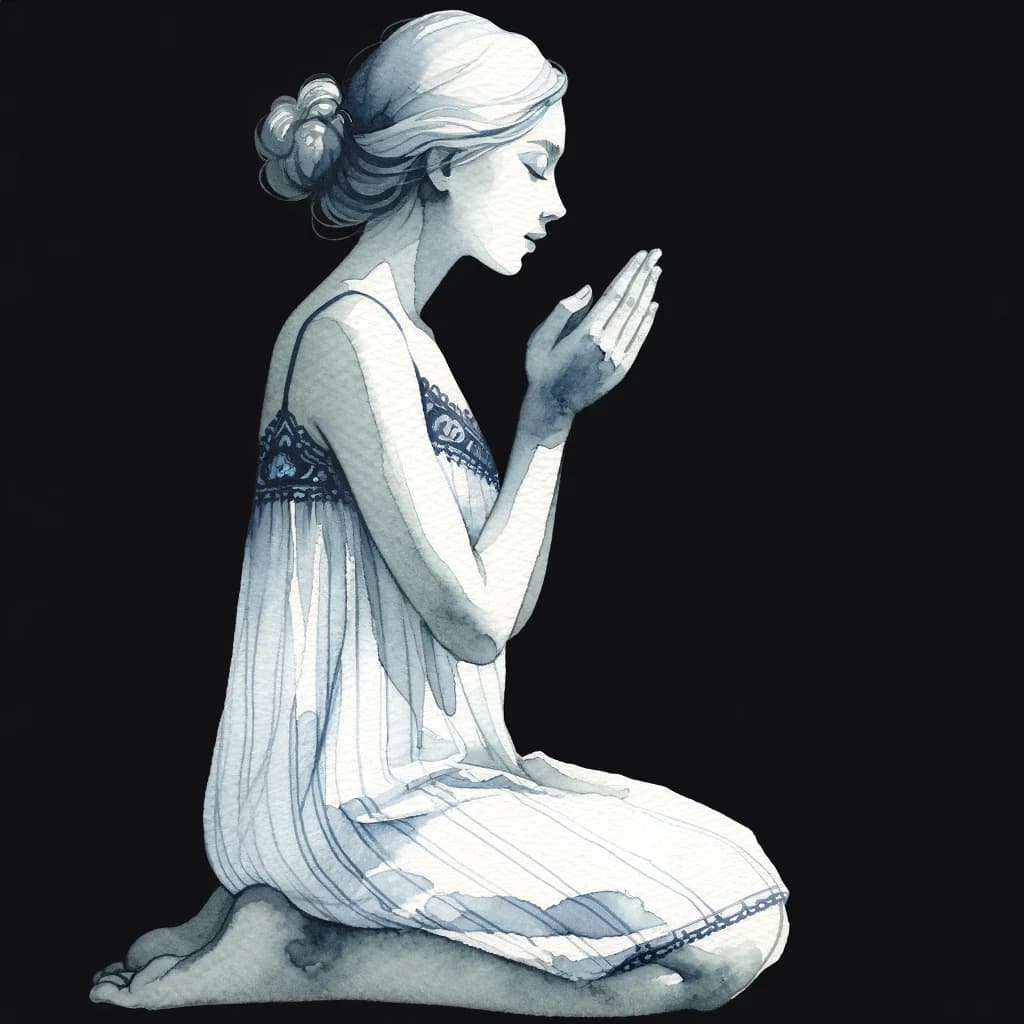 A woman practicing begging