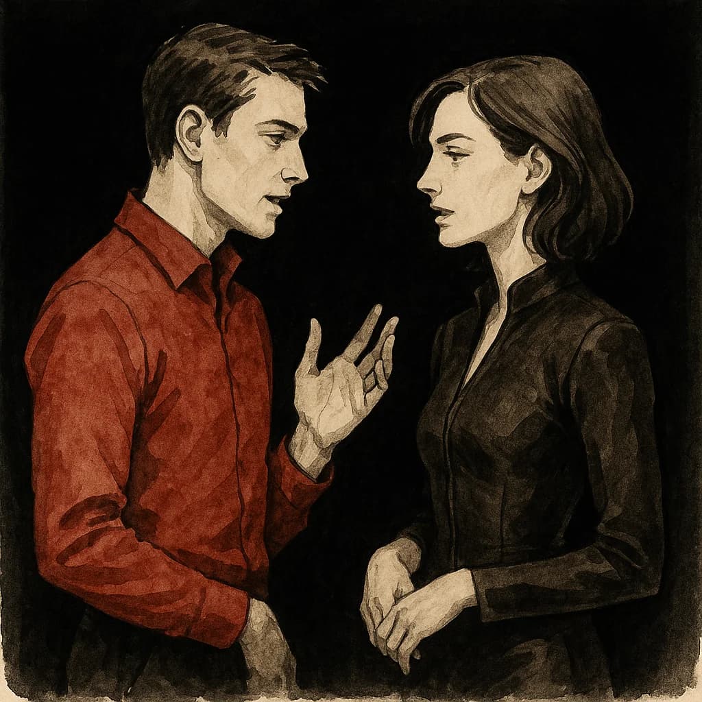 A man and woman engaged in intimate communication and connection