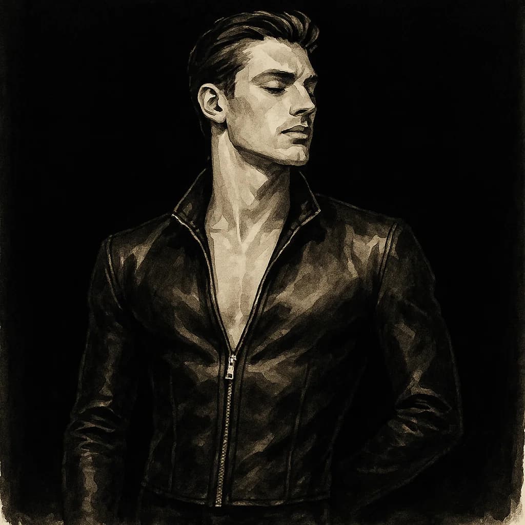 Man in formal attire with leather accessories showing dominant style