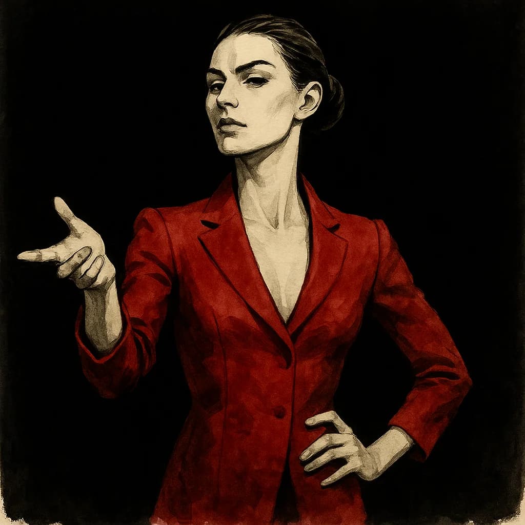 A woman in a position of authority directing her partner