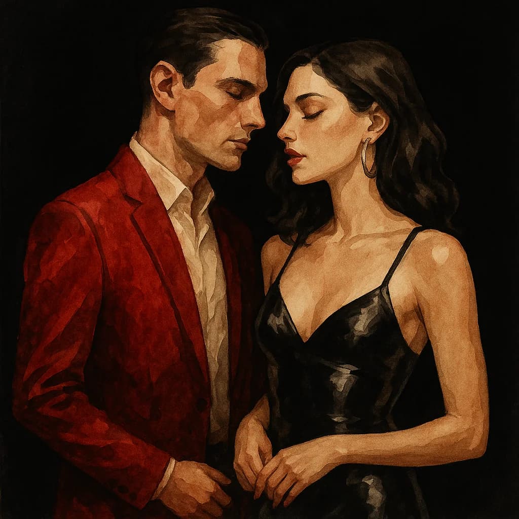 A couple in formal attire attending a BDSM event together