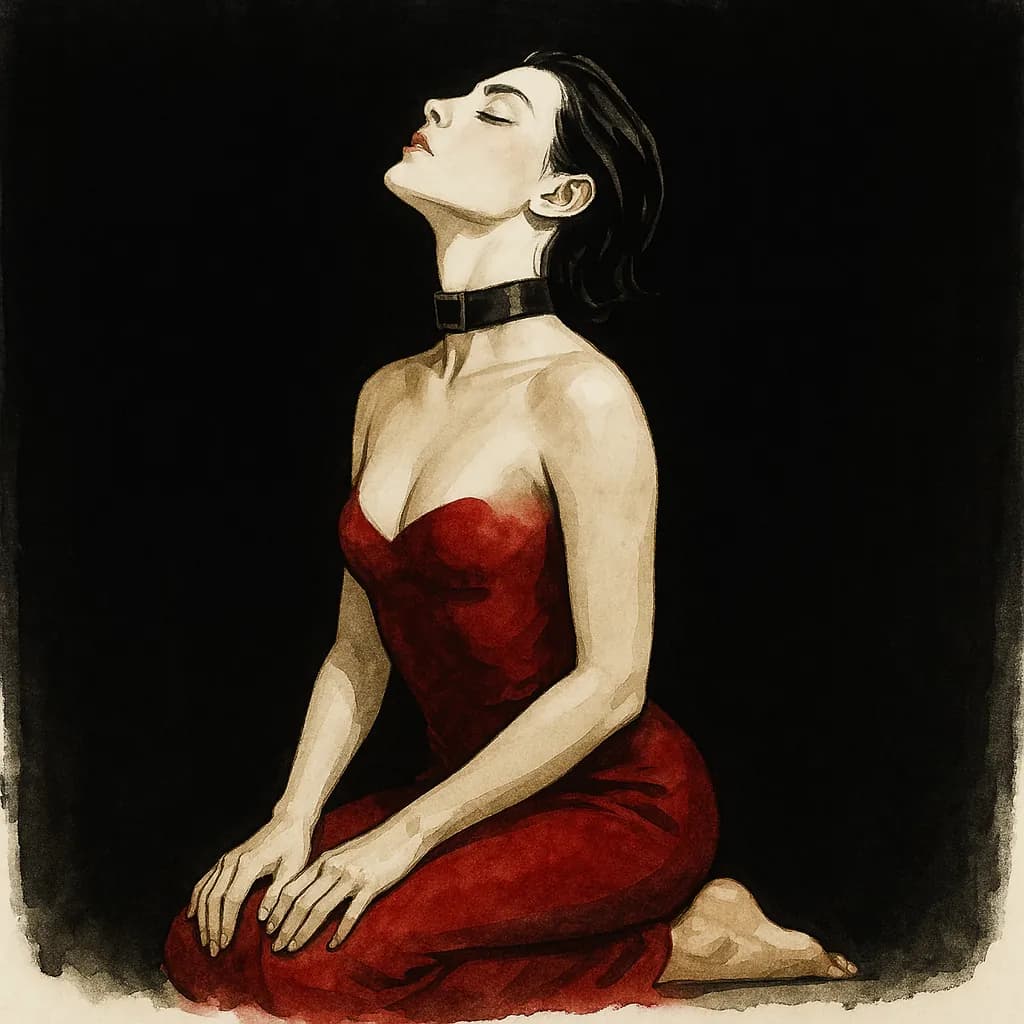 A Gorean Slavegirl in a collaring pose
