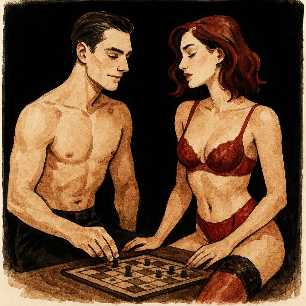 Couple playing erotic board game