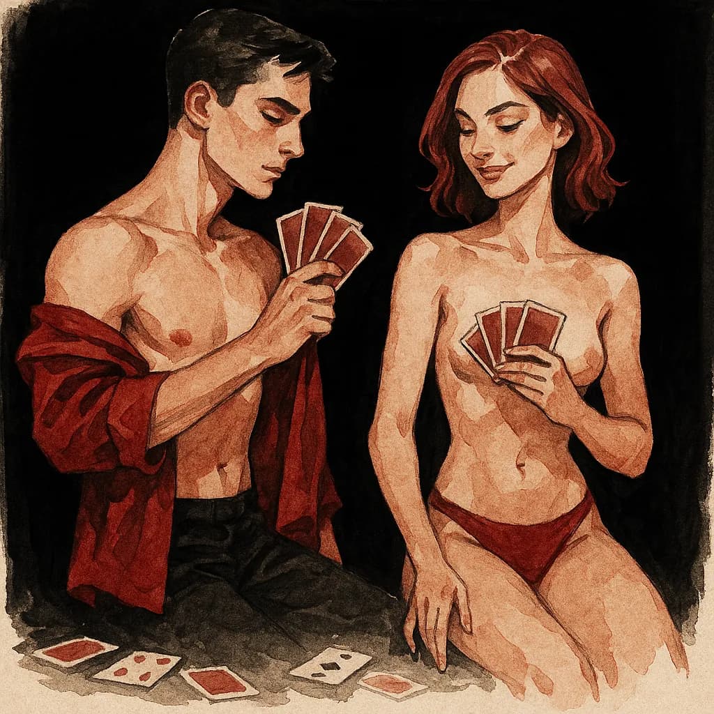 Couple playing strip poker