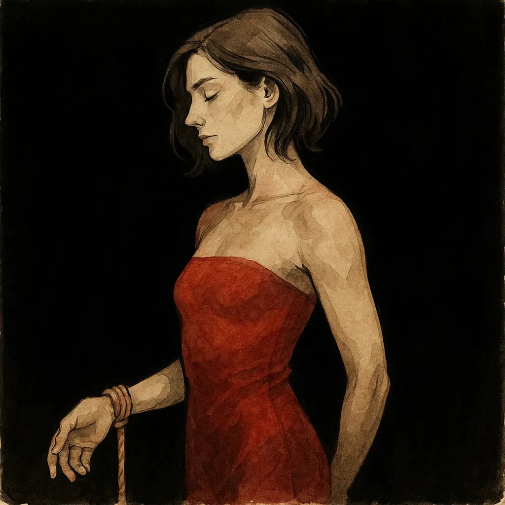 A woman wearing a single column tie, one of the first knots you'll learn