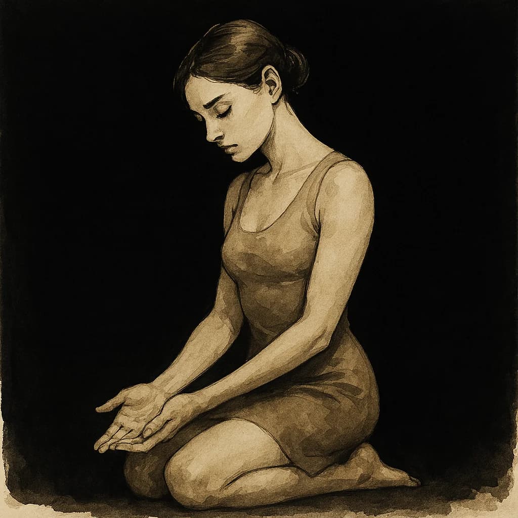 A woman demonstrating proper kneeling positions and stances