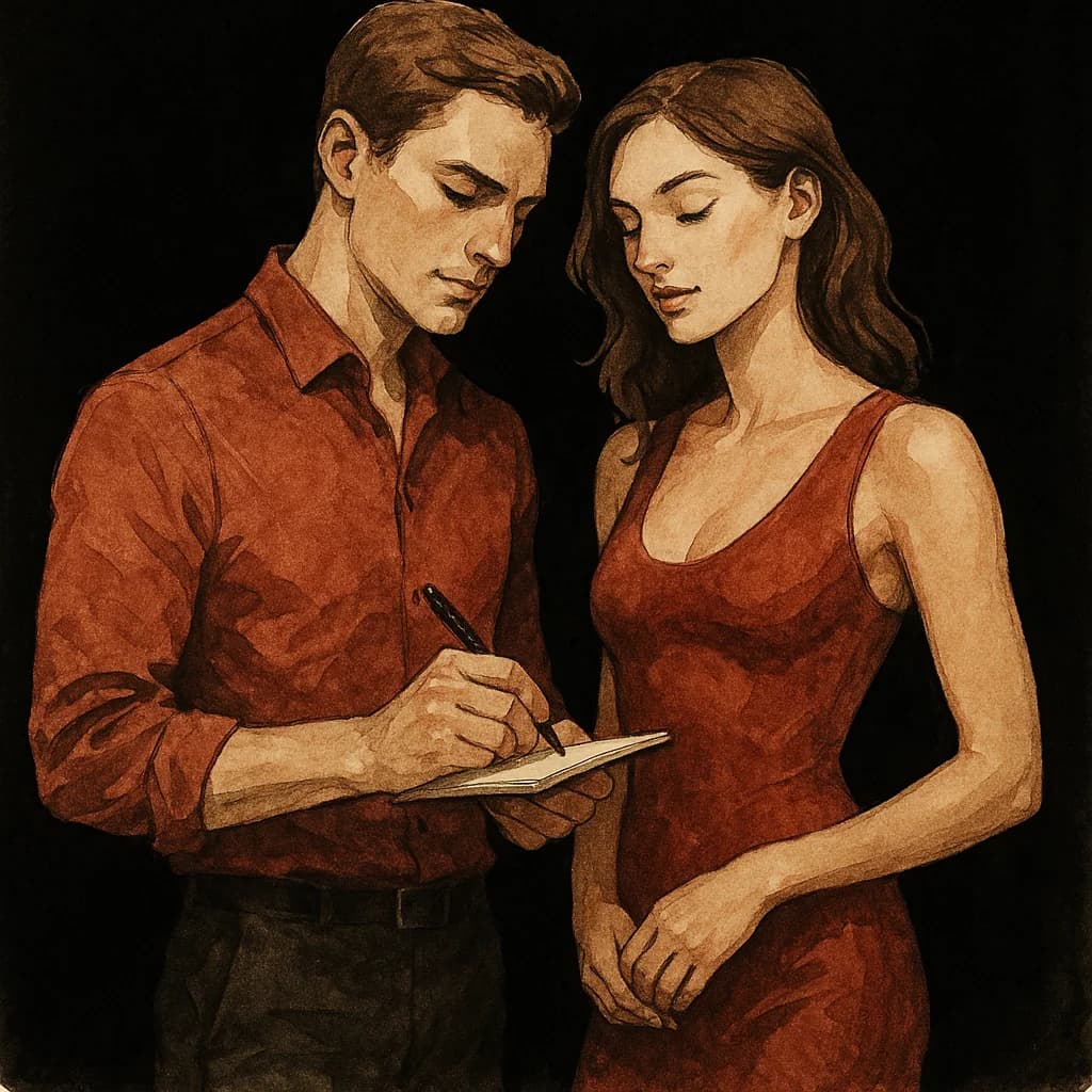 A man and woman discussing boundaries and negotiating a Dom scene