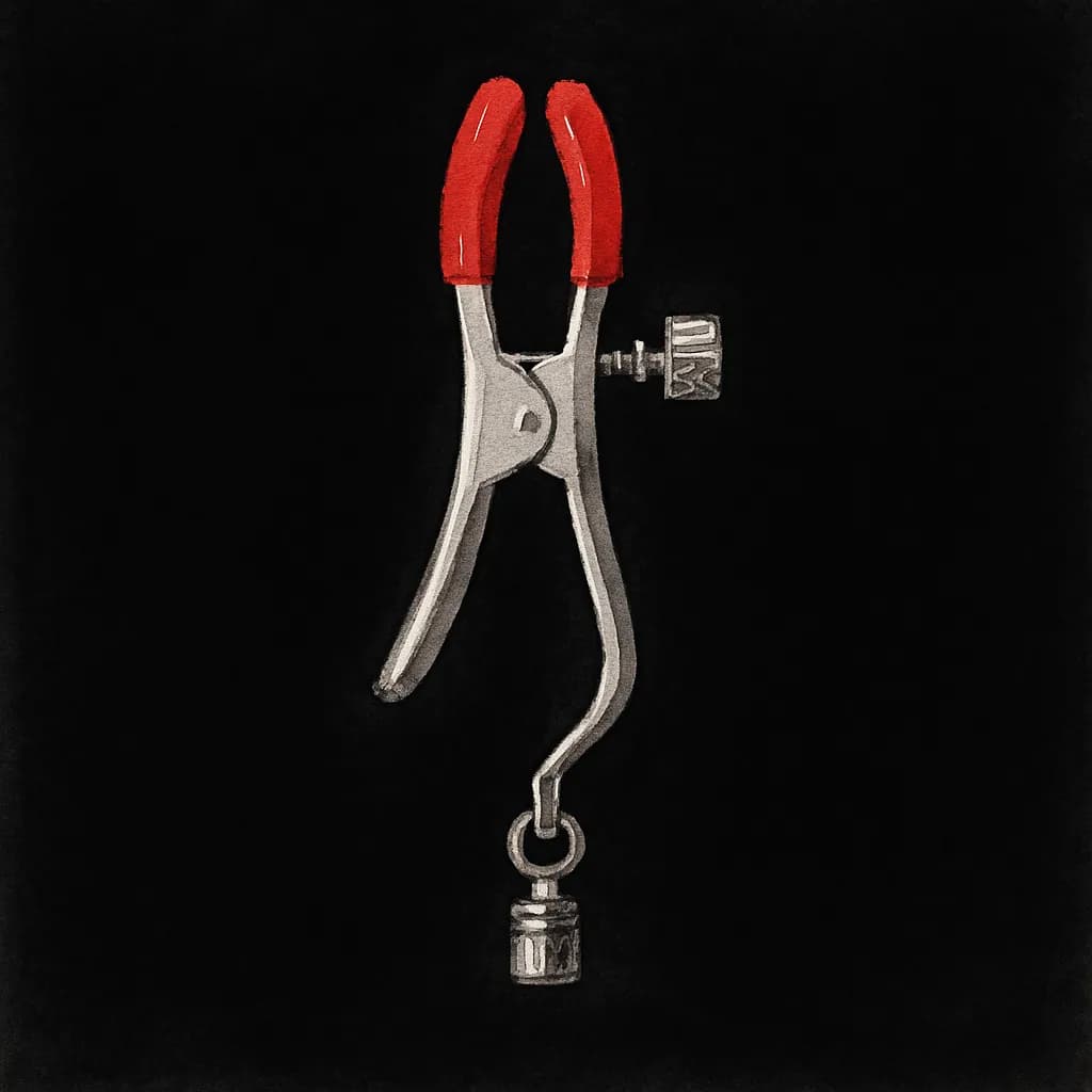 Adjustable nipple clamps that can be used for creating predicament scenarios with controlled tension