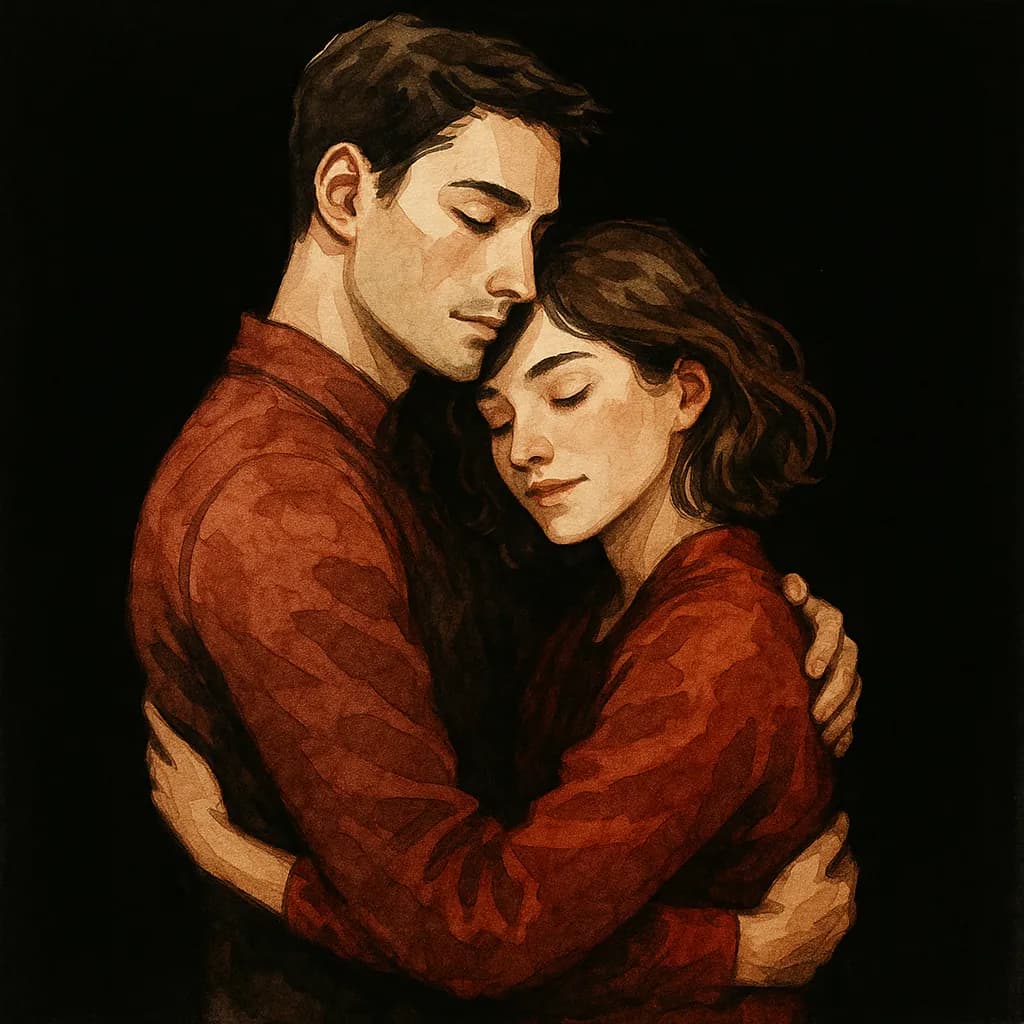 Partners embracing in a moment of trust and connection after BDSM play
