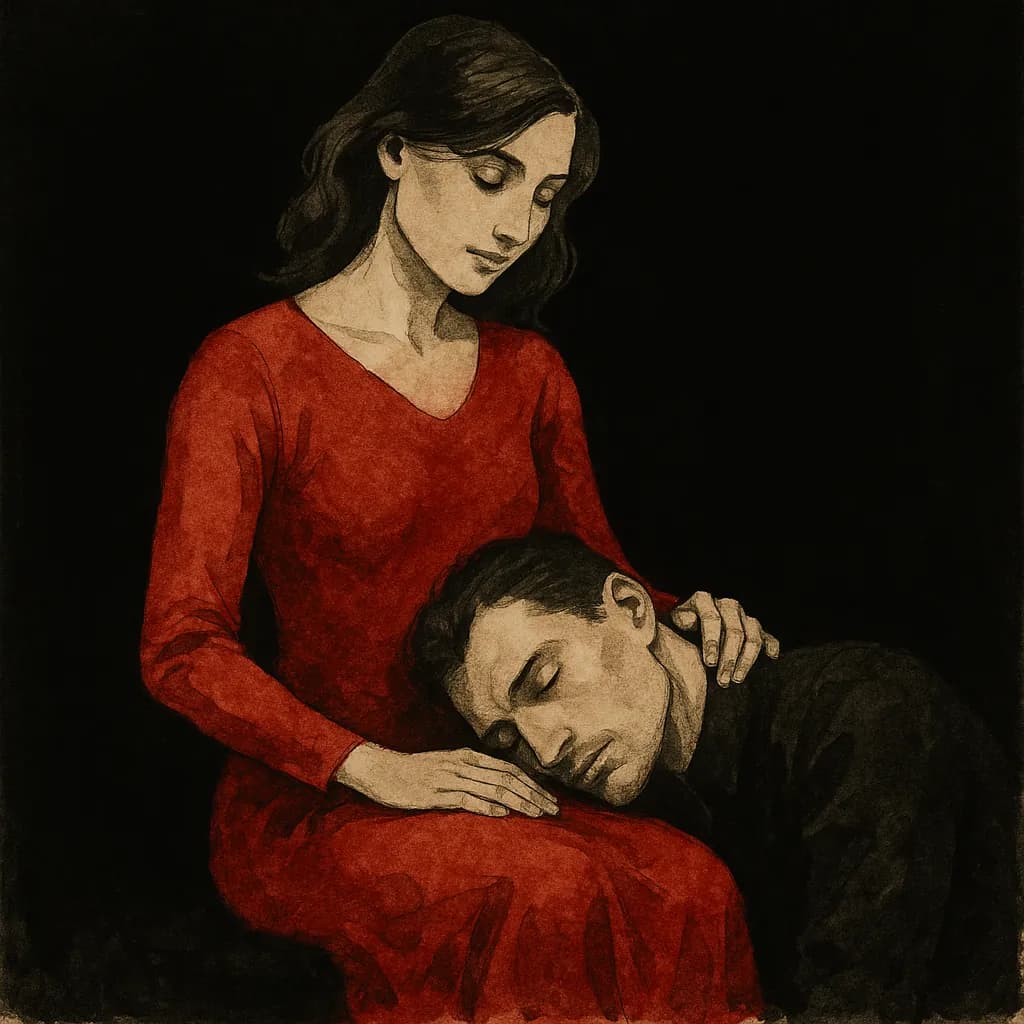 A couple in an intimate OTK position showing closeness and connection