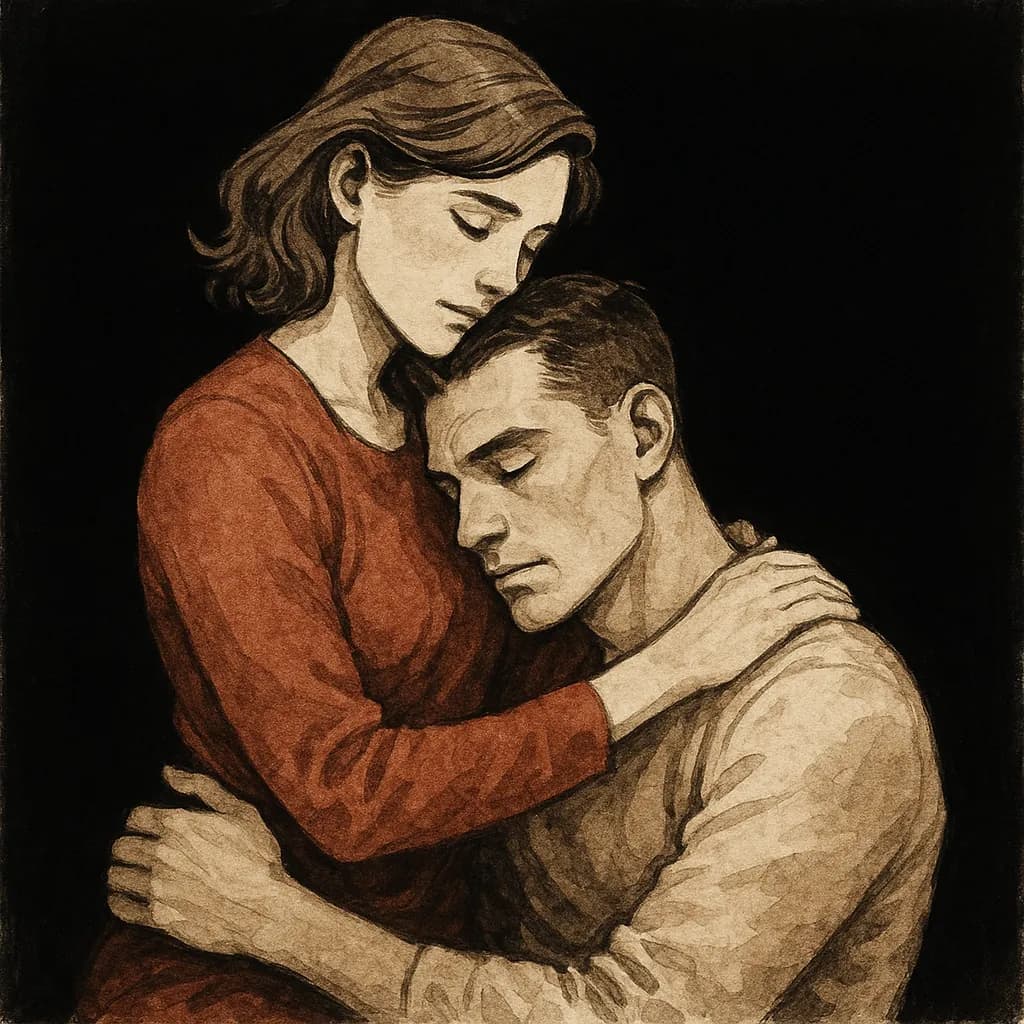 A couple in an intimate embrace showing the emotional connection of aftercare
