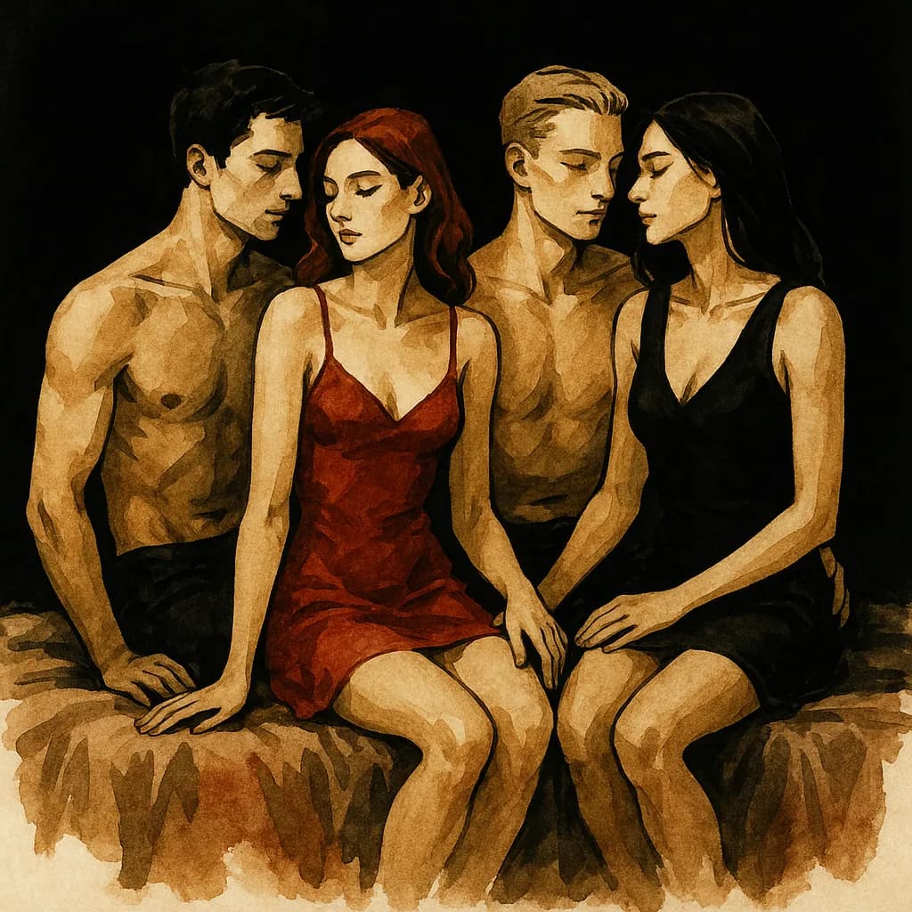 A group of swingers playing together, which can get complicated