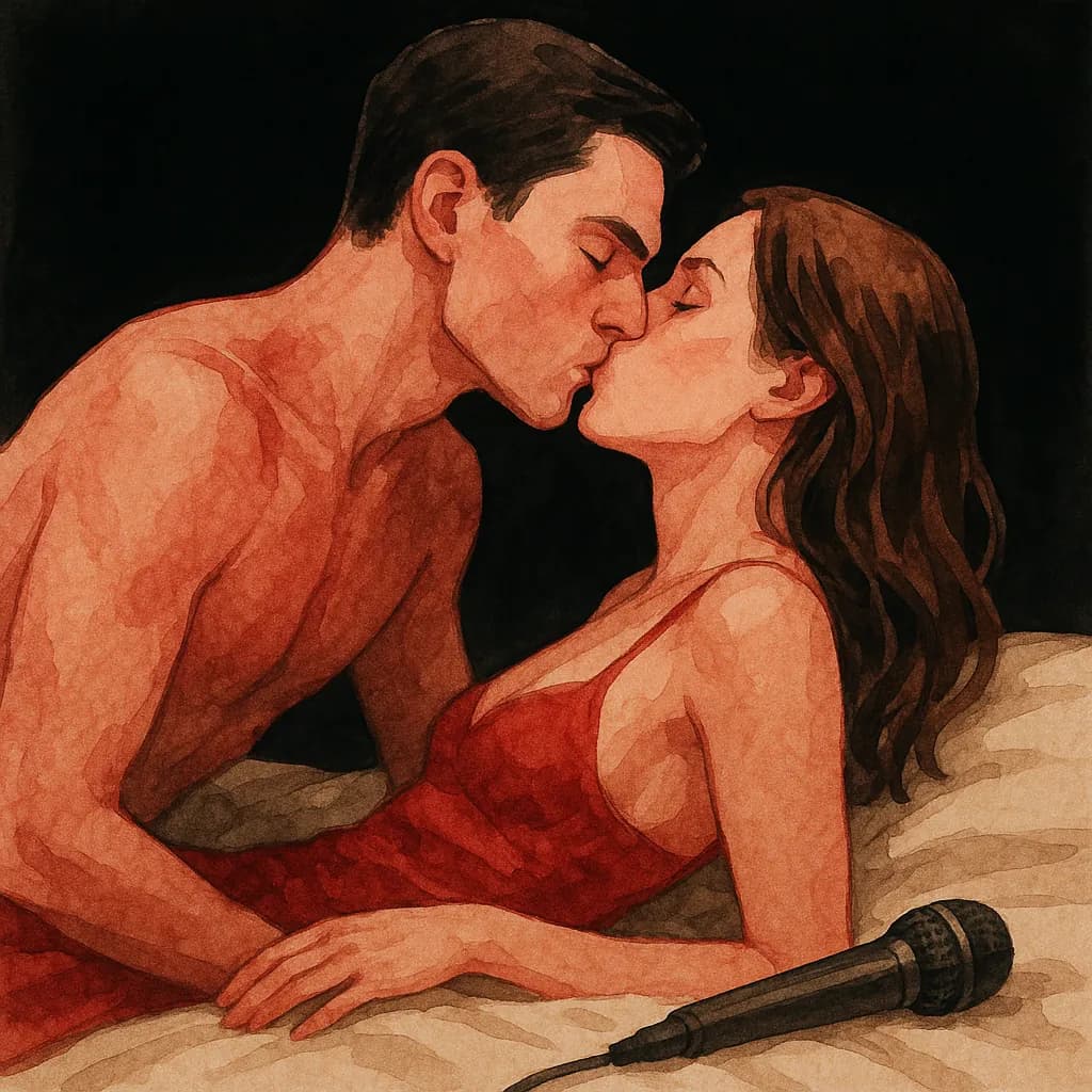 A couple sharing an intimate moment with a toy