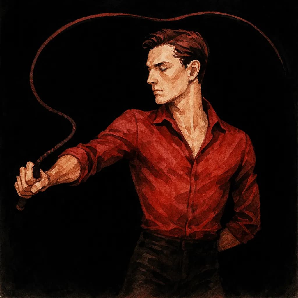 A dominant cracking a whip demonstrating extreme impact play techniques