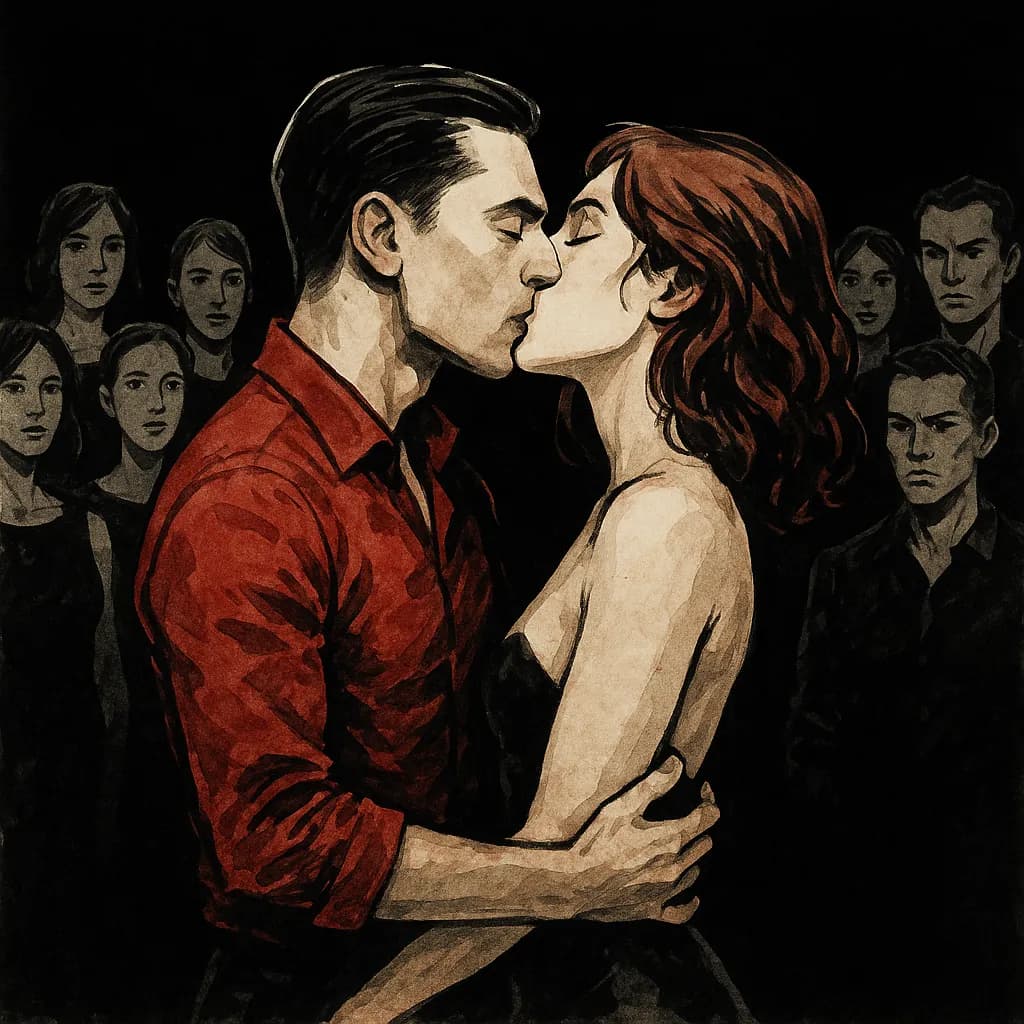 A couple kissing passionately while exploring the swinger lifestyle