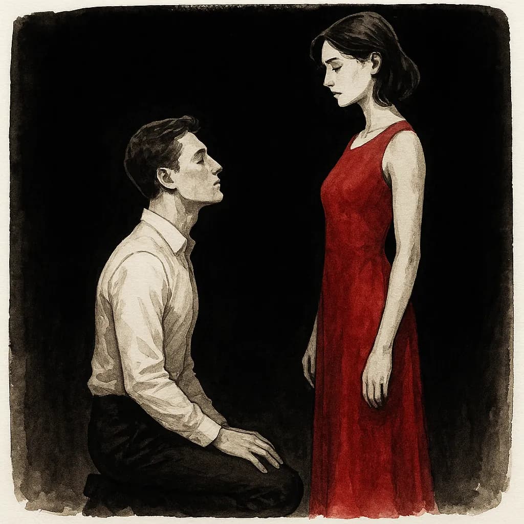 A dominant partner establishing power dynamics with their submissive