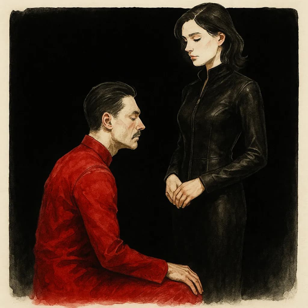 Submissive partner showing trust and devotion