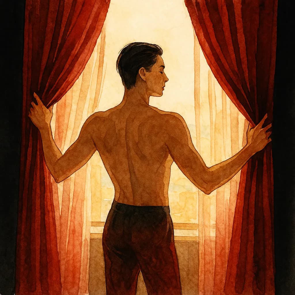 Instead of hiding, opening the hotel window blinds so that people can look in