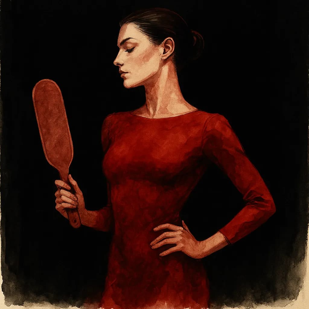 A woman holds a vibrator exploring edging techniques solo