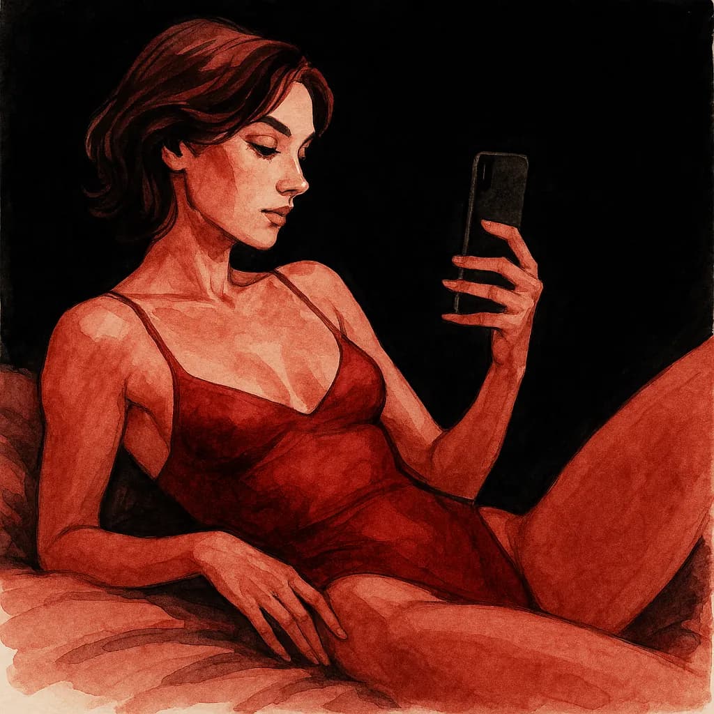 Person recording intimate content from a POV angle using their phone