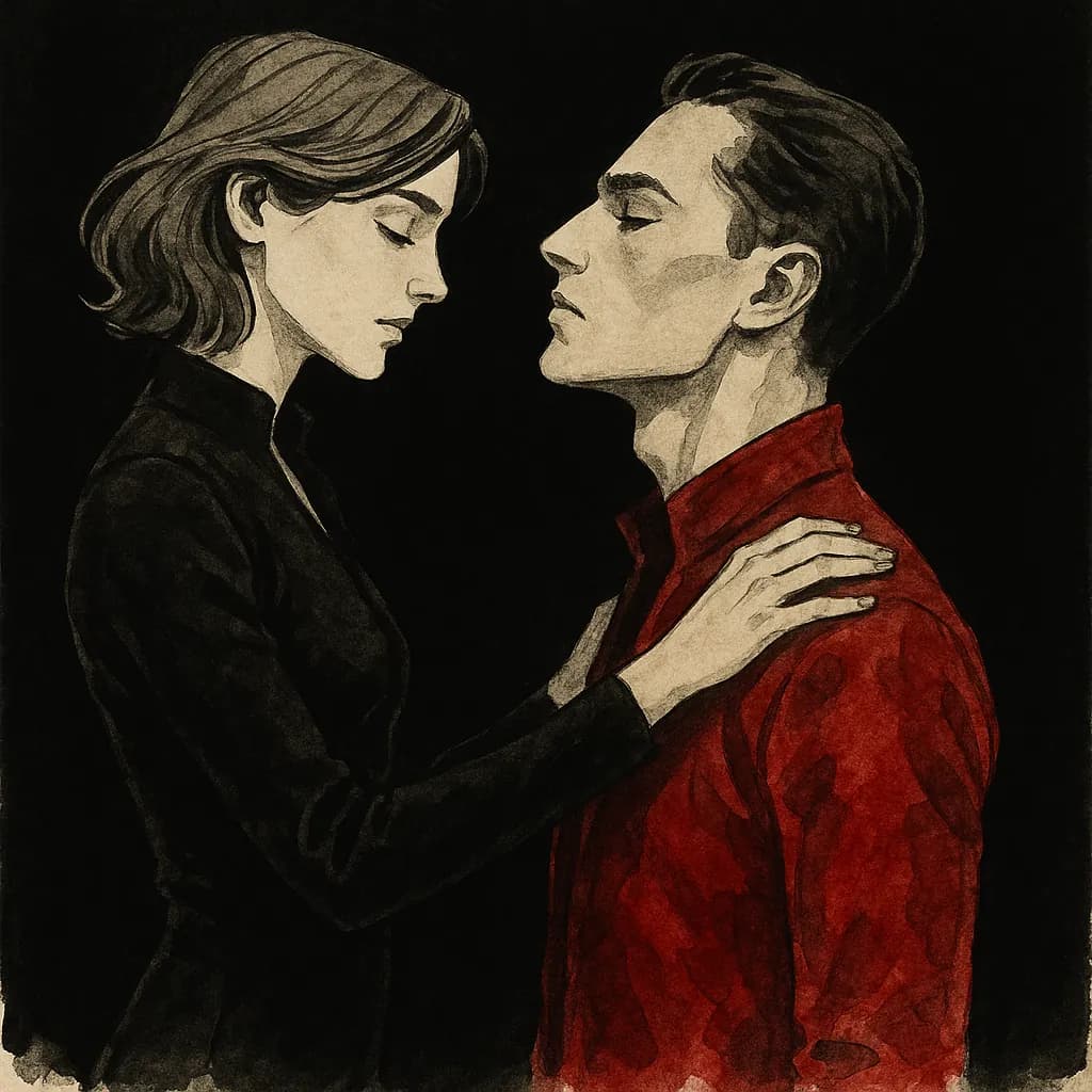 Confident woman leading her partner with affection