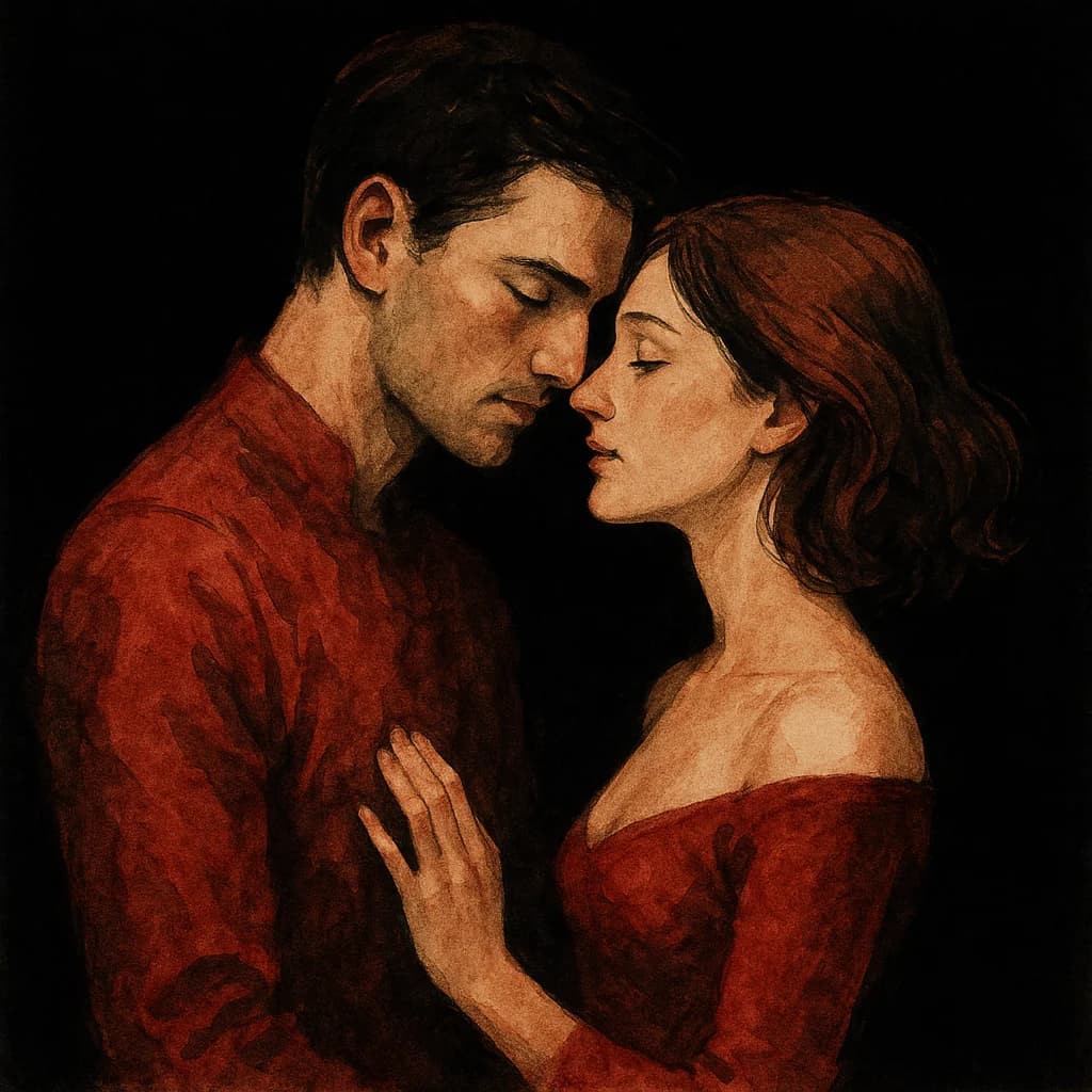 A couple sharing an emotionally intimate moment in their polyamorous relationship