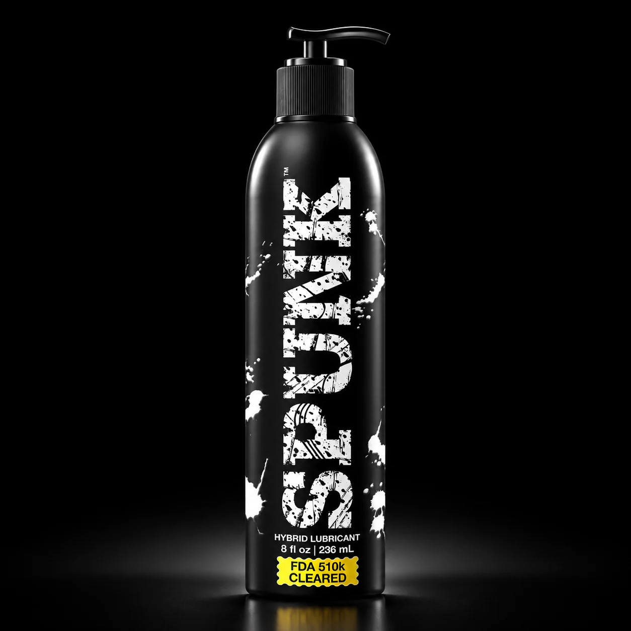 SPUNK Hybrid lubricant pump bottle on a black background: a black 8 fl oz bottle with the SPUNK logo in white