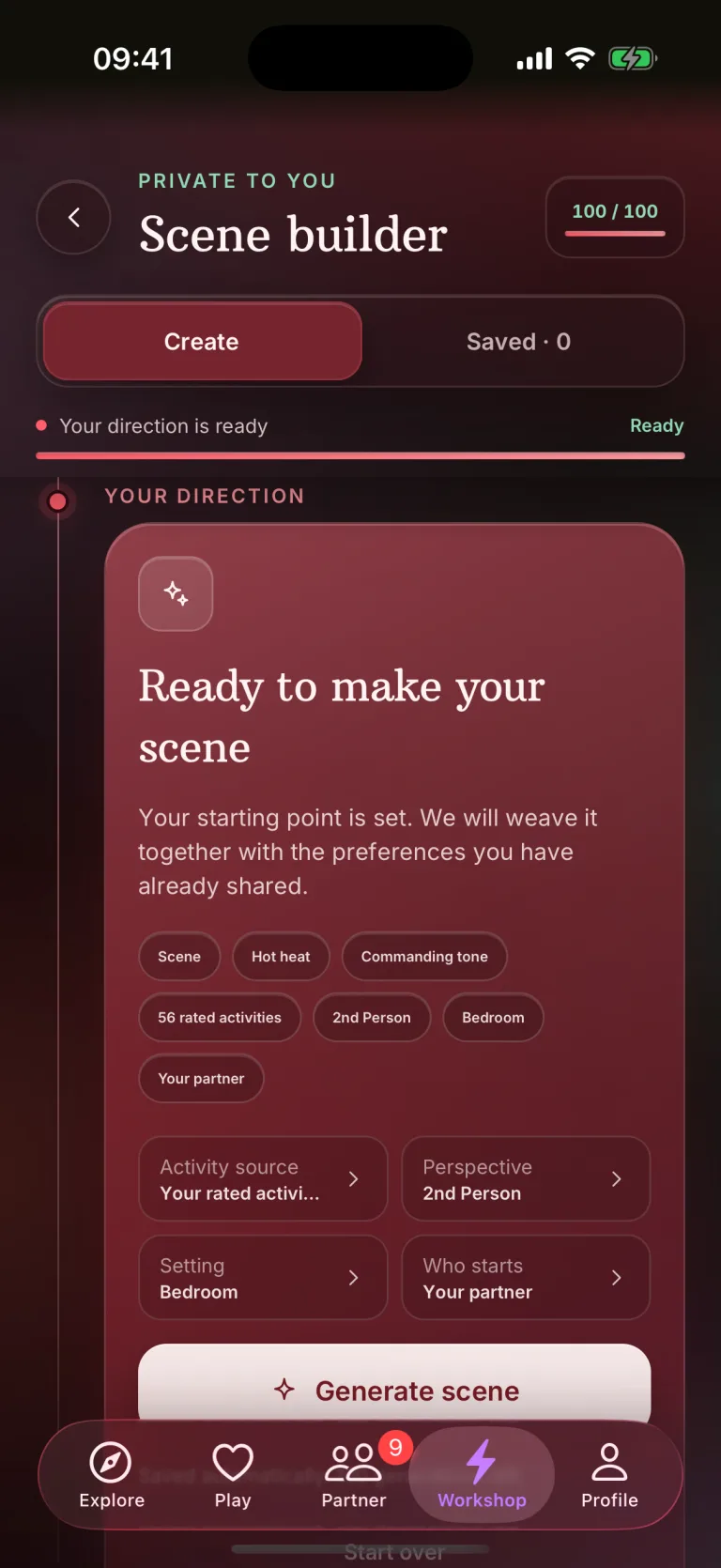 BeMoreKinky AI scene generator with customizable scene settings