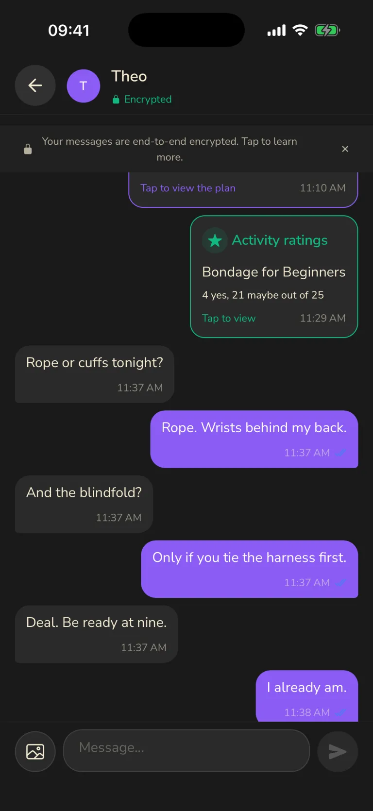 BeMoreKinky App - Encrypted Chat Interface