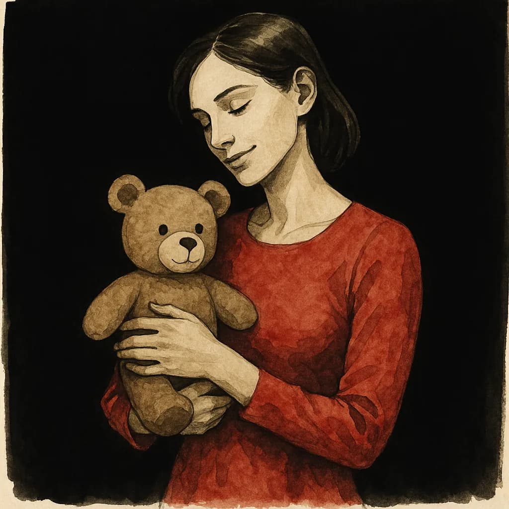 Age play woman holds her stuff animal